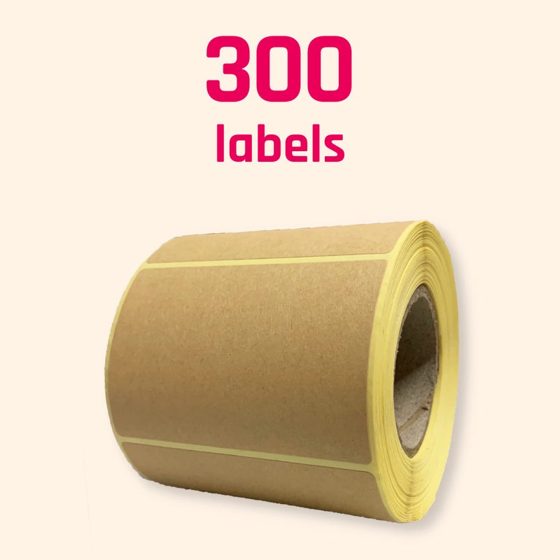 TownStix 300 Pack, 3" x 2" Kraft Brown Natural Labels Stickers Roll - Image 2